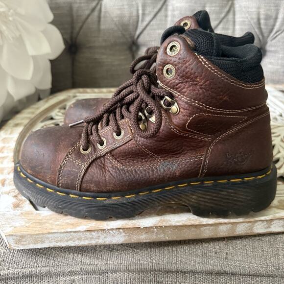 Dr. Martens Steel Toe Brown Leather Work Boots Men’s 9 Women’s 10 - Picture 8 of 8